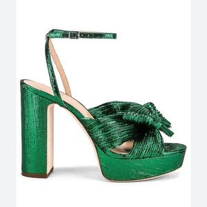 Loeffler Randall Natalia Pleated Knot Platform in Green Size 10